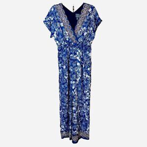 Rabbit Rabbit Rabbit Floral Wide Leg Jumpsuit Polyester Size 12 Cottagecore Boho